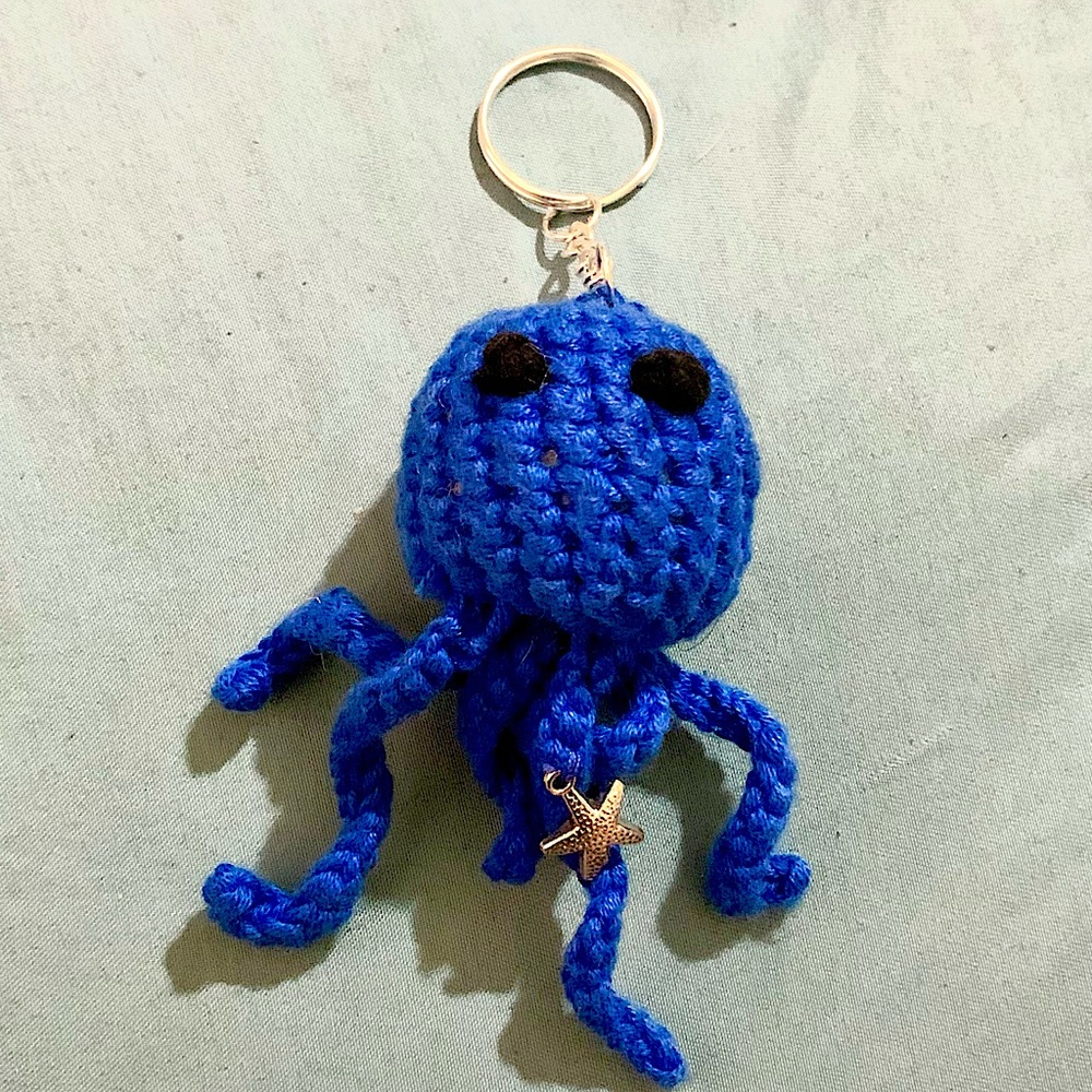 Crochet jellyfish keychain